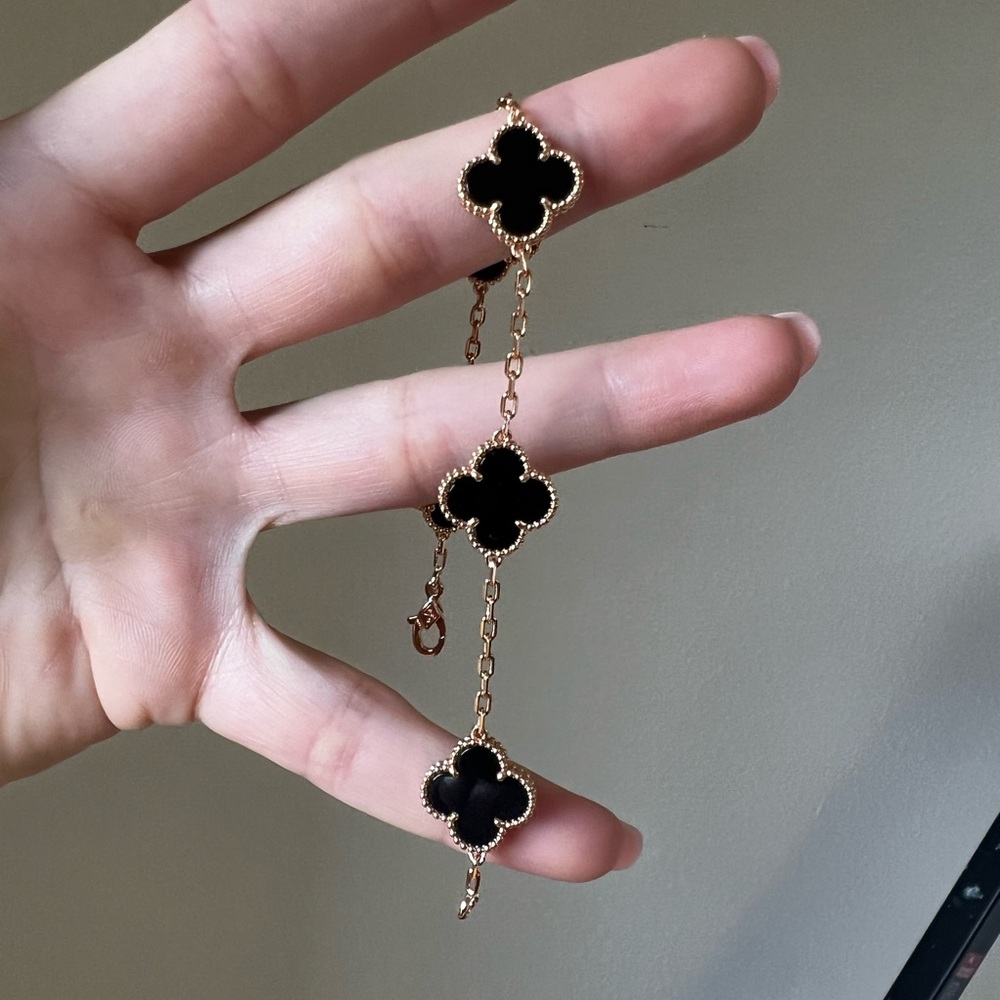 Alhambra Black- Rose Gold Plated Bracelet -Similar to VCA
